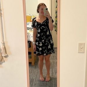 Floral black and white dress